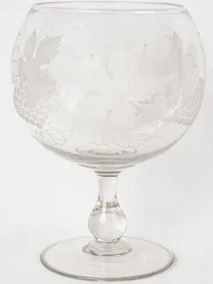 Mid-20th Century Large Etched Glass Grape Coupe 12¼"