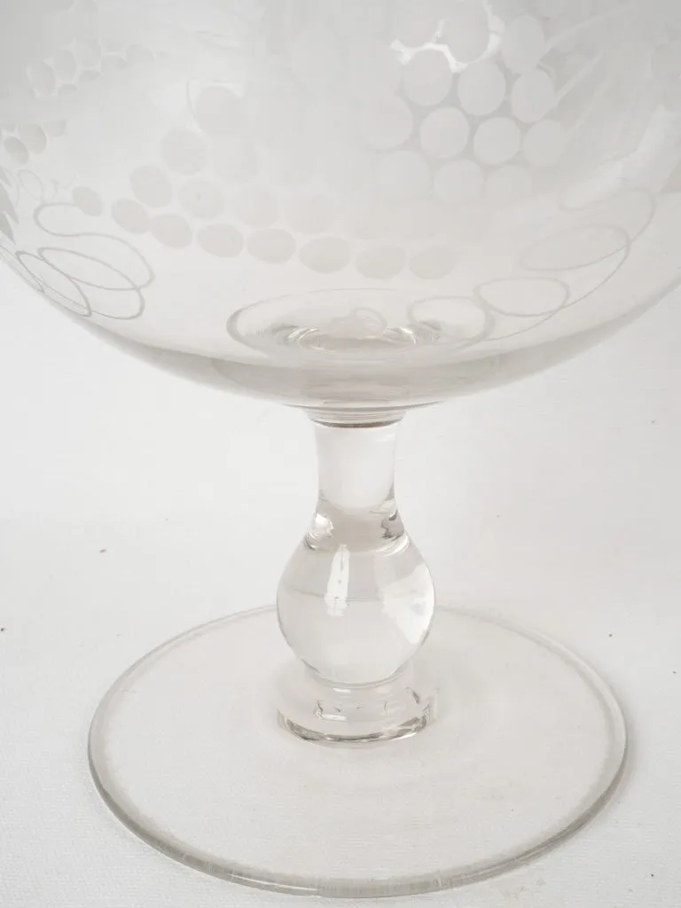Mid-20th Century Large Etched Glass Grape Coupe 12¼"