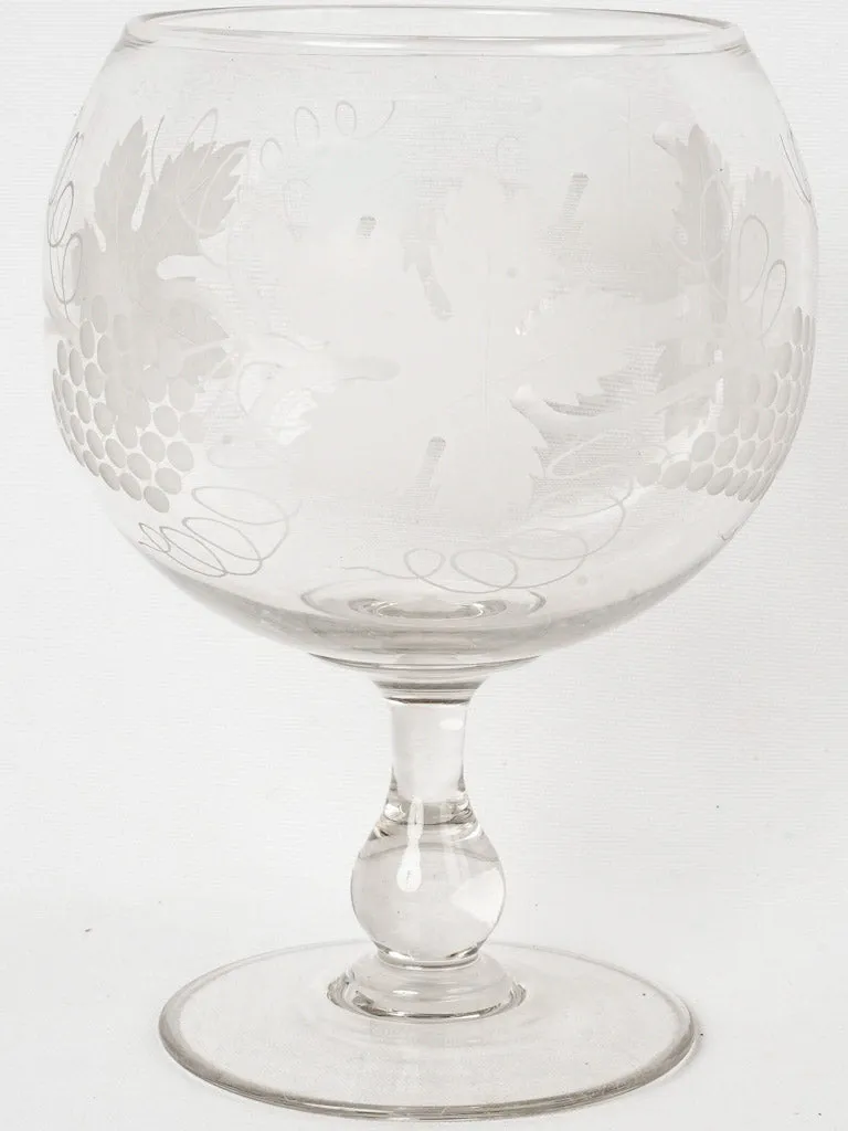 Mid-20th Century Large Etched Glass Grape Coupe 12¼"