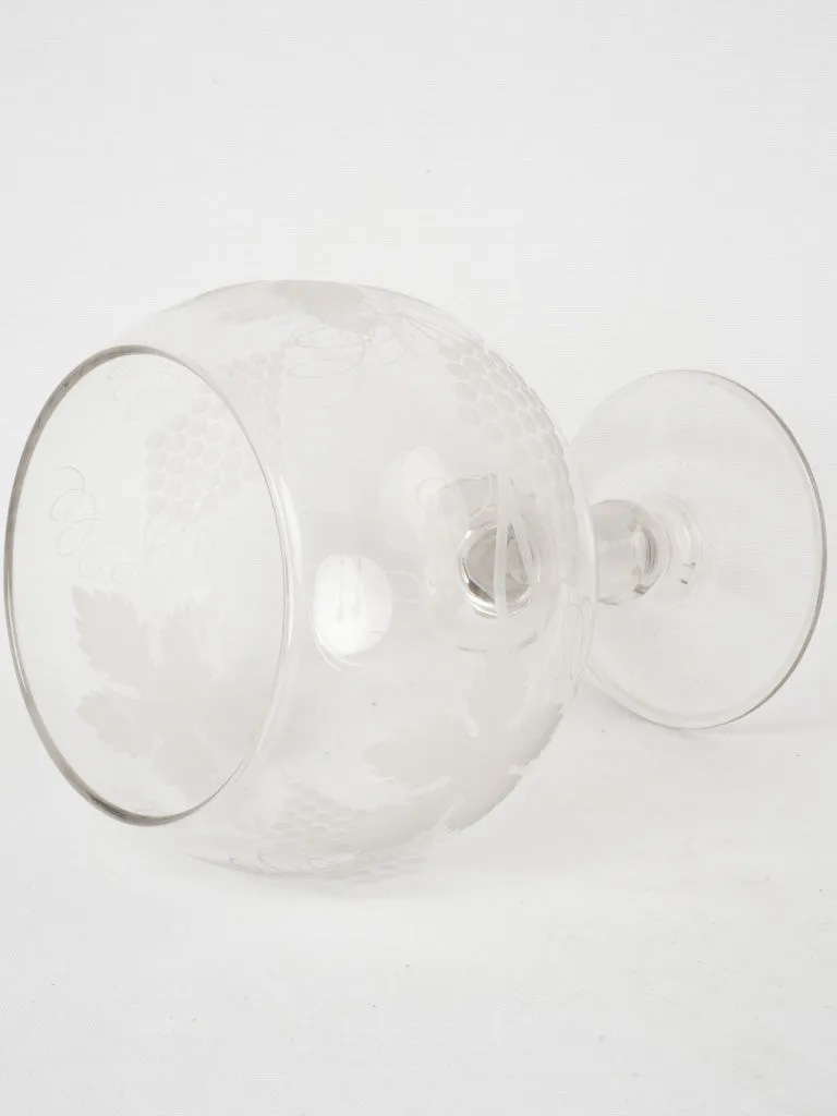Mid-20th Century Large Etched Glass Grape Coupe 12¼"