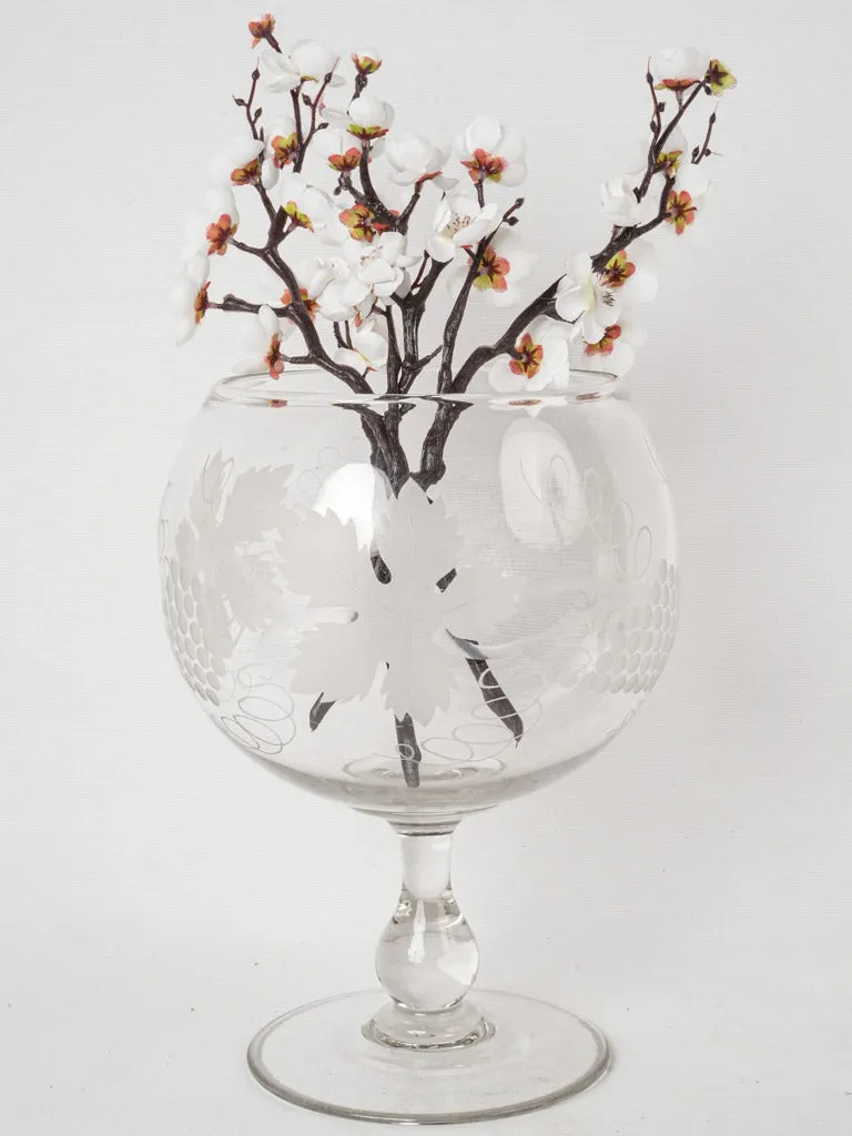 Mid-20th Century Large Etched Glass Grape Coupe 12¼"