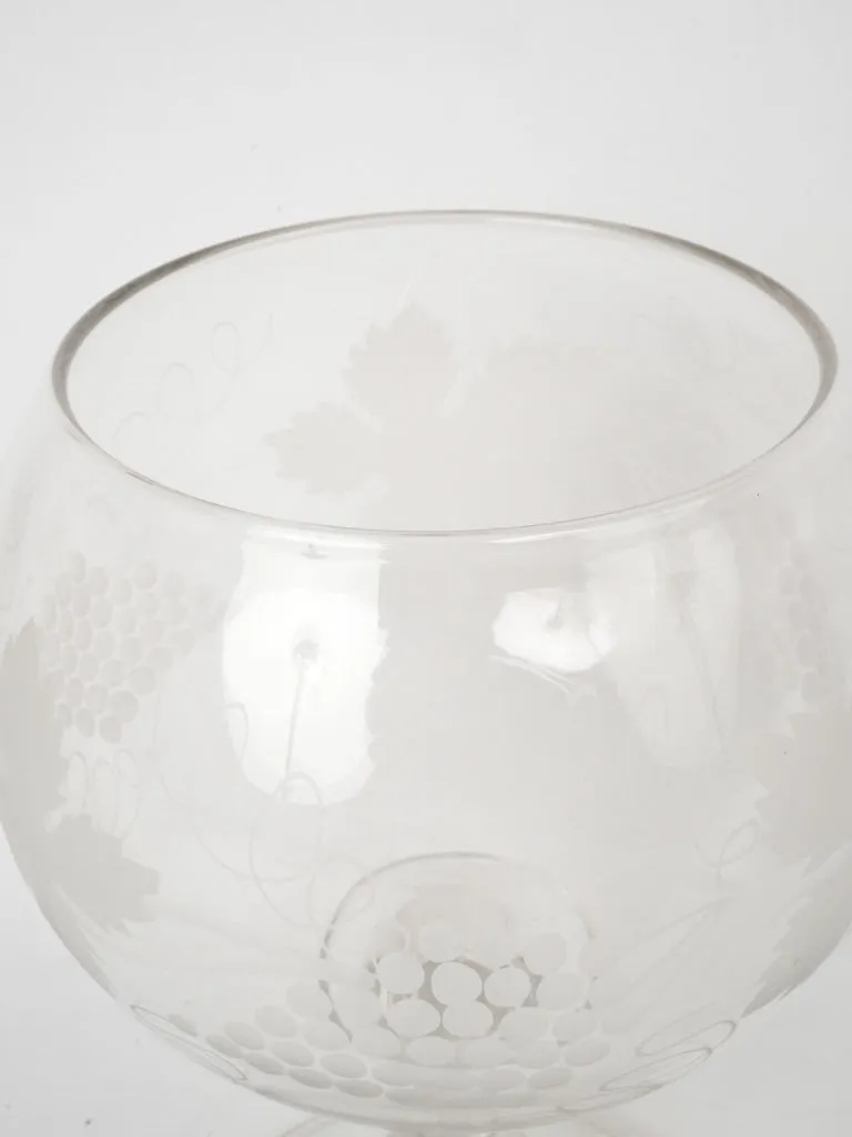 Mid-20th Century Large Etched Glass Grape Coupe 12¼"