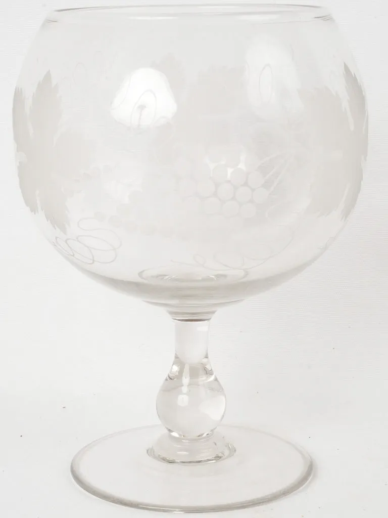 Mid-20th Century Large Etched Glass Grape Coupe 12¼"