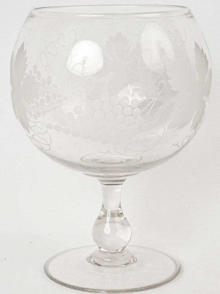 Mid-20th Century Large Etched Glass Grape Coupe 12¼"