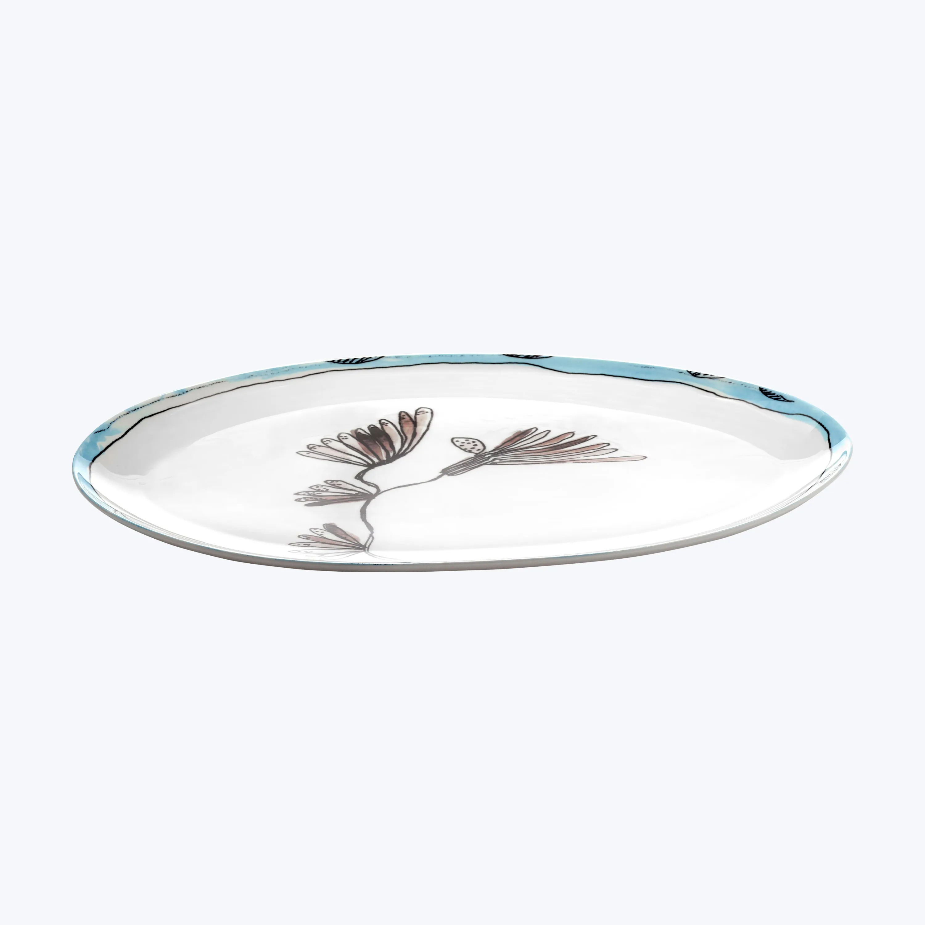 Midnight Flowers Large Oval Serving Plate