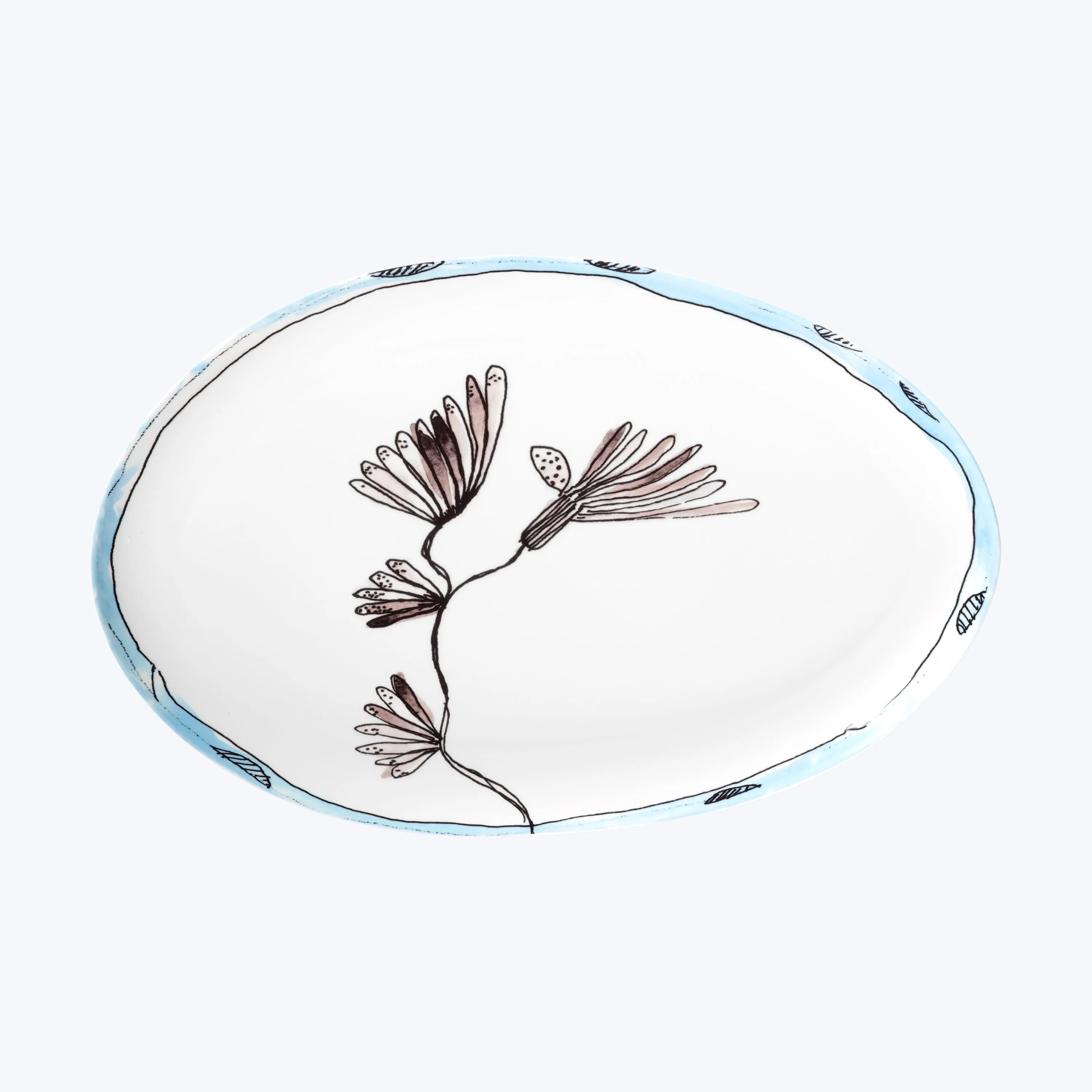 Midnight Flowers Large Oval Serving Plate
