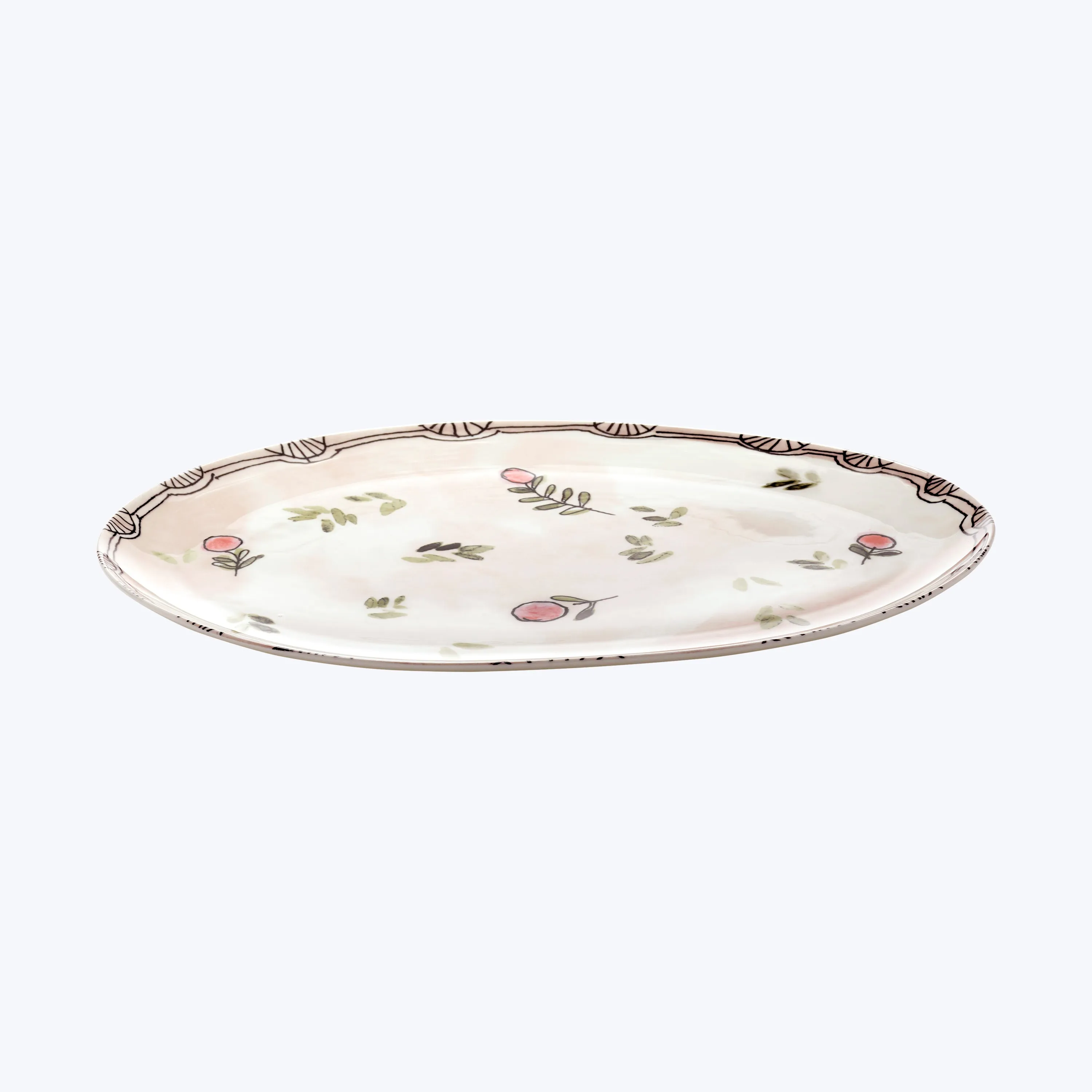 Midnight Flowers Large Oval Serving Plate