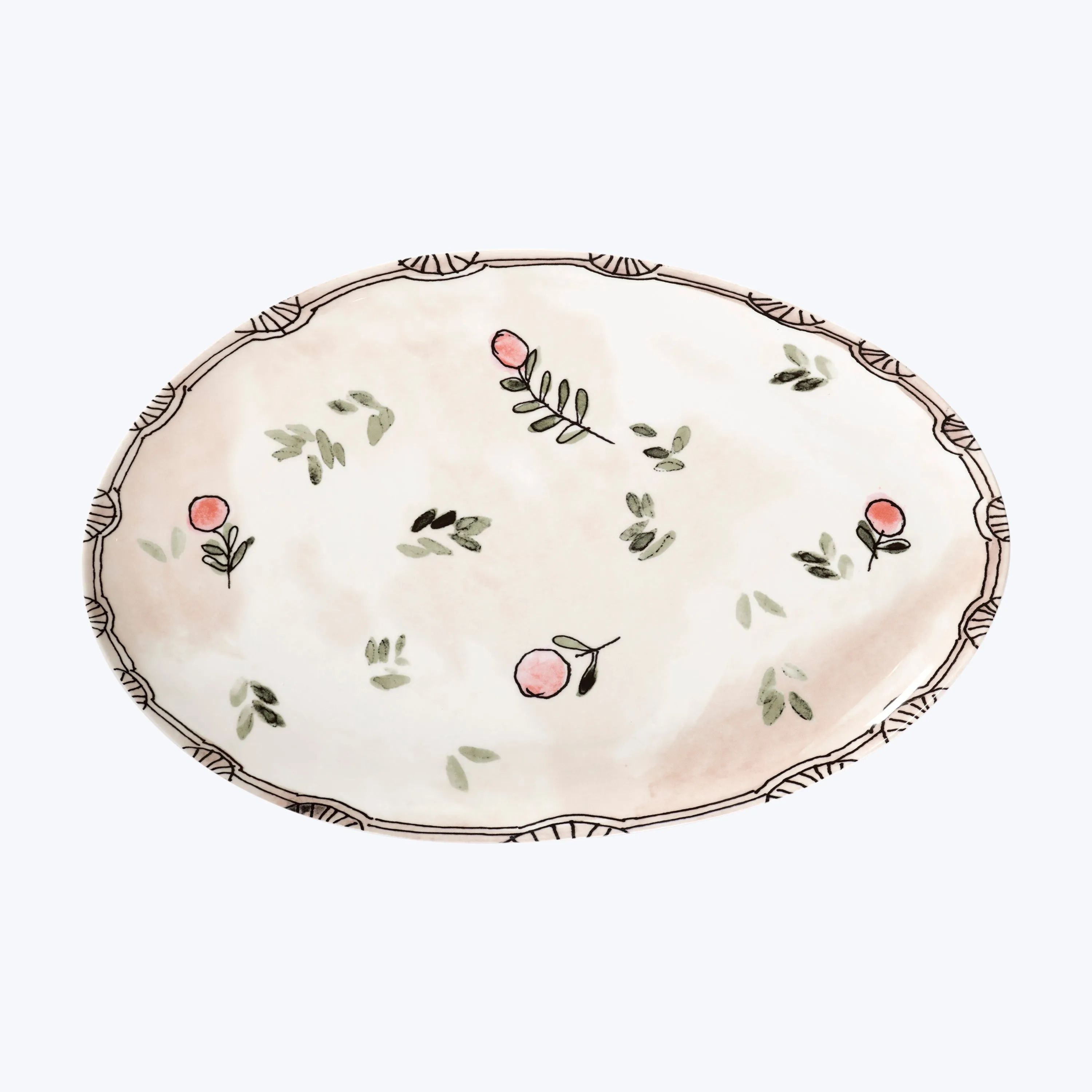 Midnight Flowers Large Oval Serving Plate