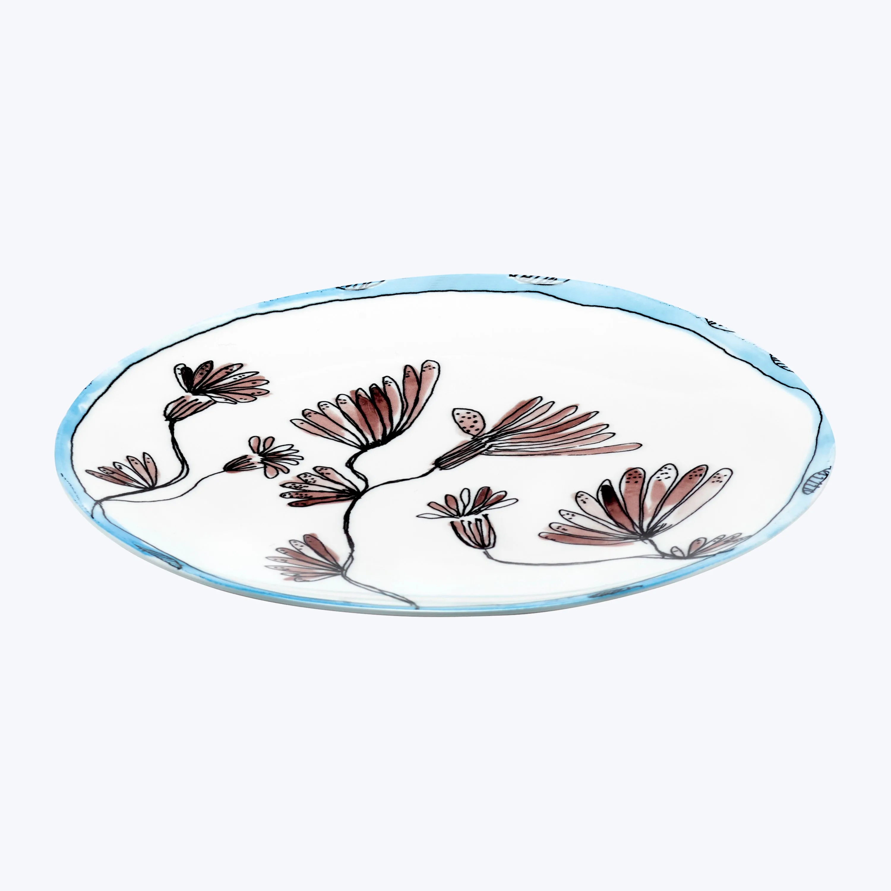Midnight Flowers Large Round Serving Plate