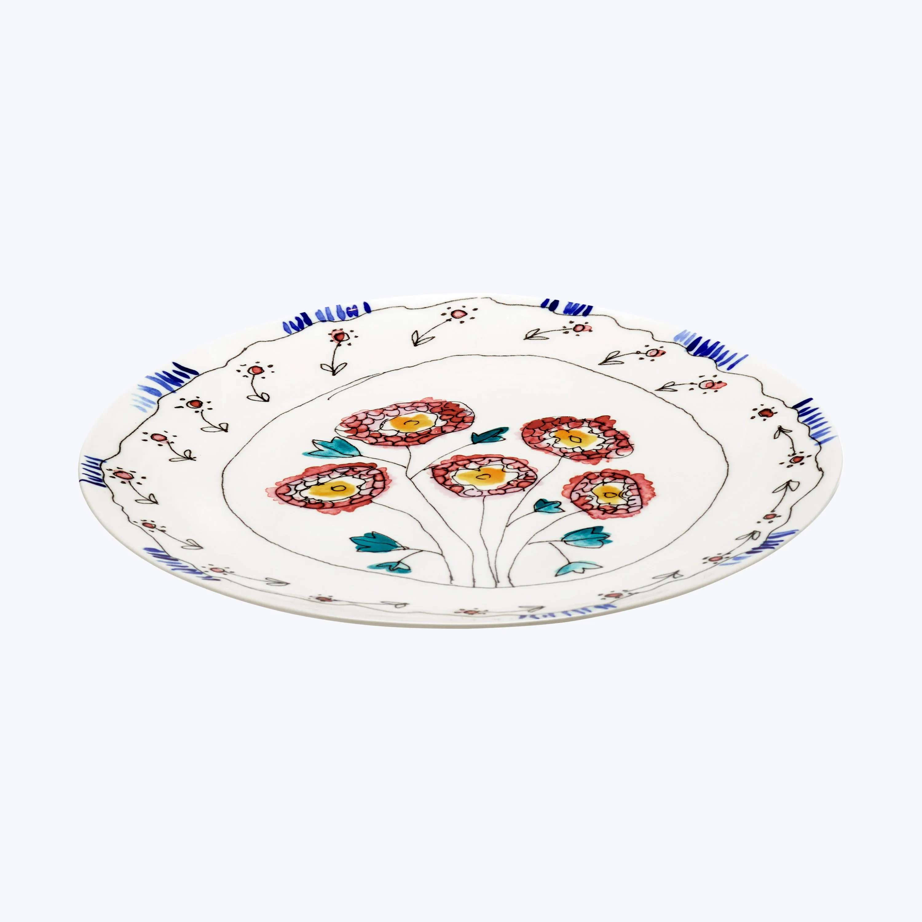 Midnight Flowers Large Round Serving Plate