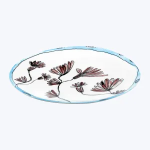 Midnight Flowers Large Round Serving Plate