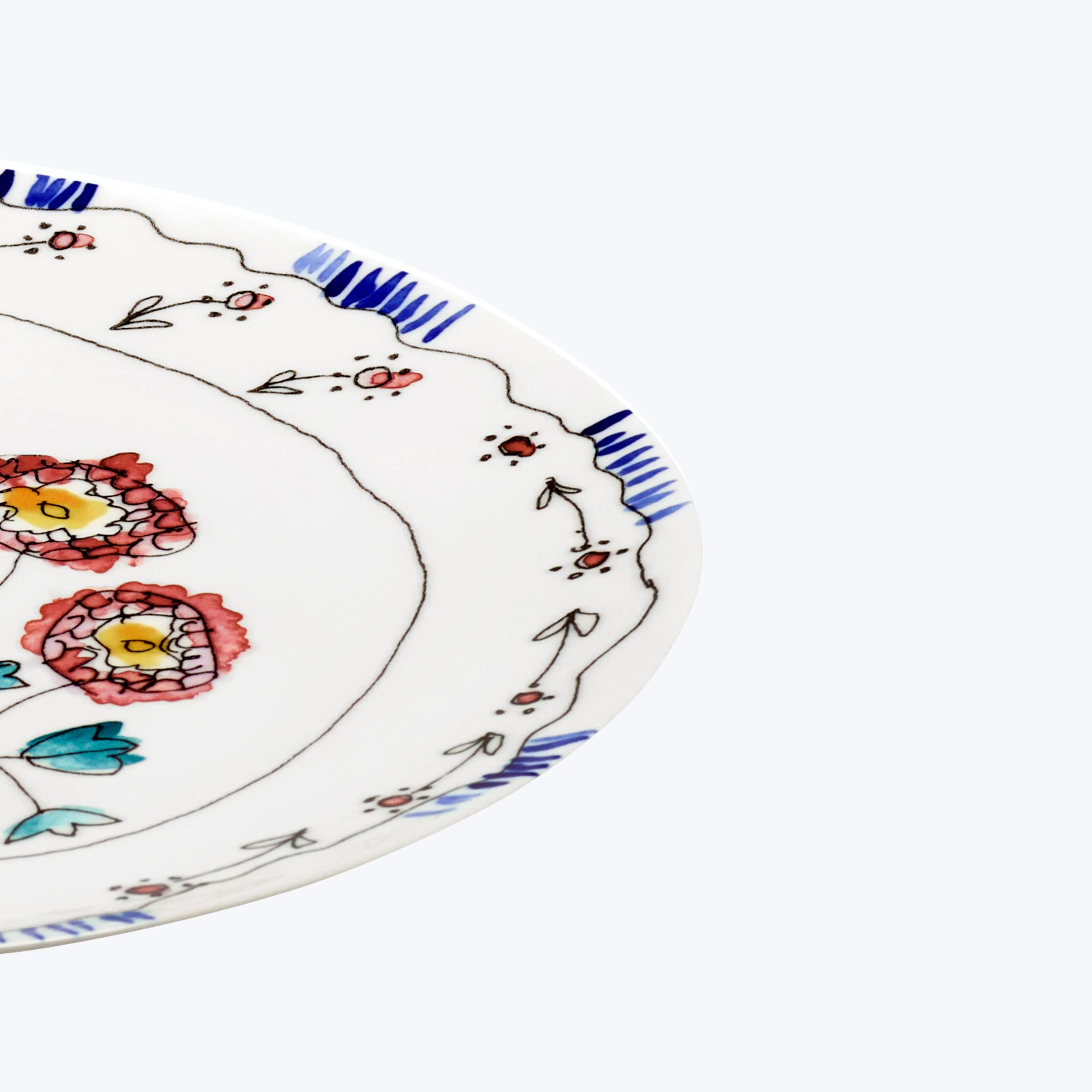 Midnight Flowers Large Round Serving Plate