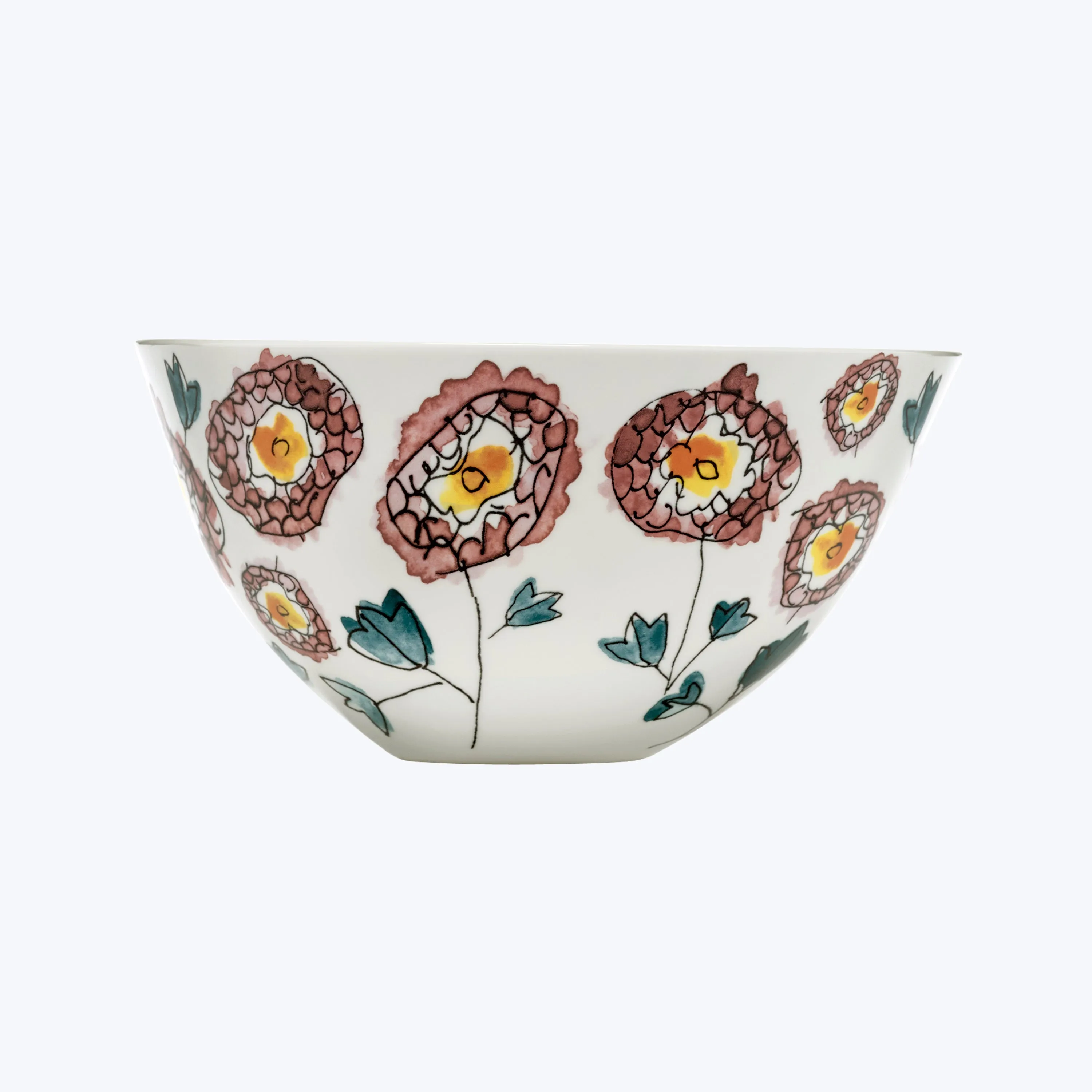 Midnight Flowers Large Serving Bowl
