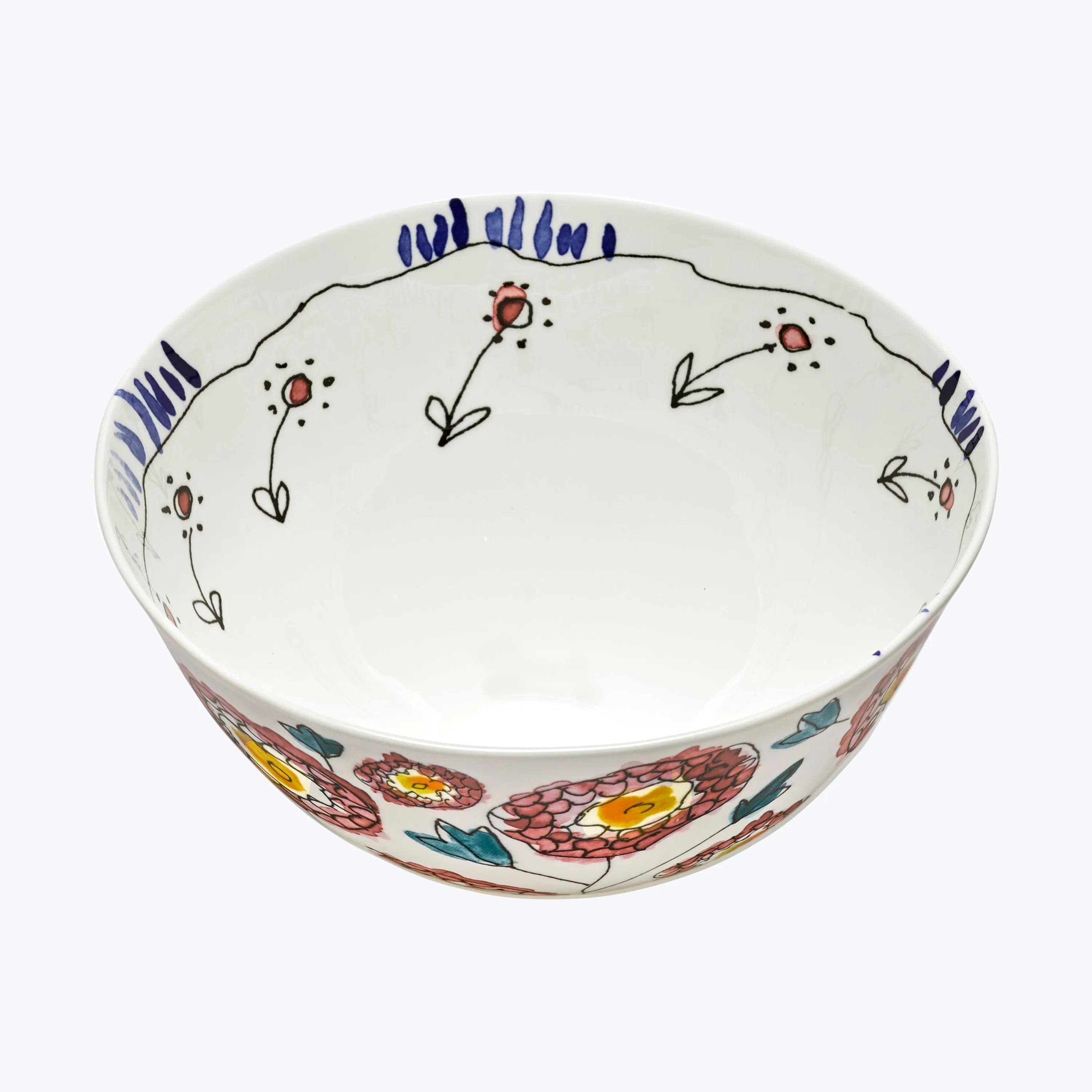 Midnight Flowers Large Serving Bowl