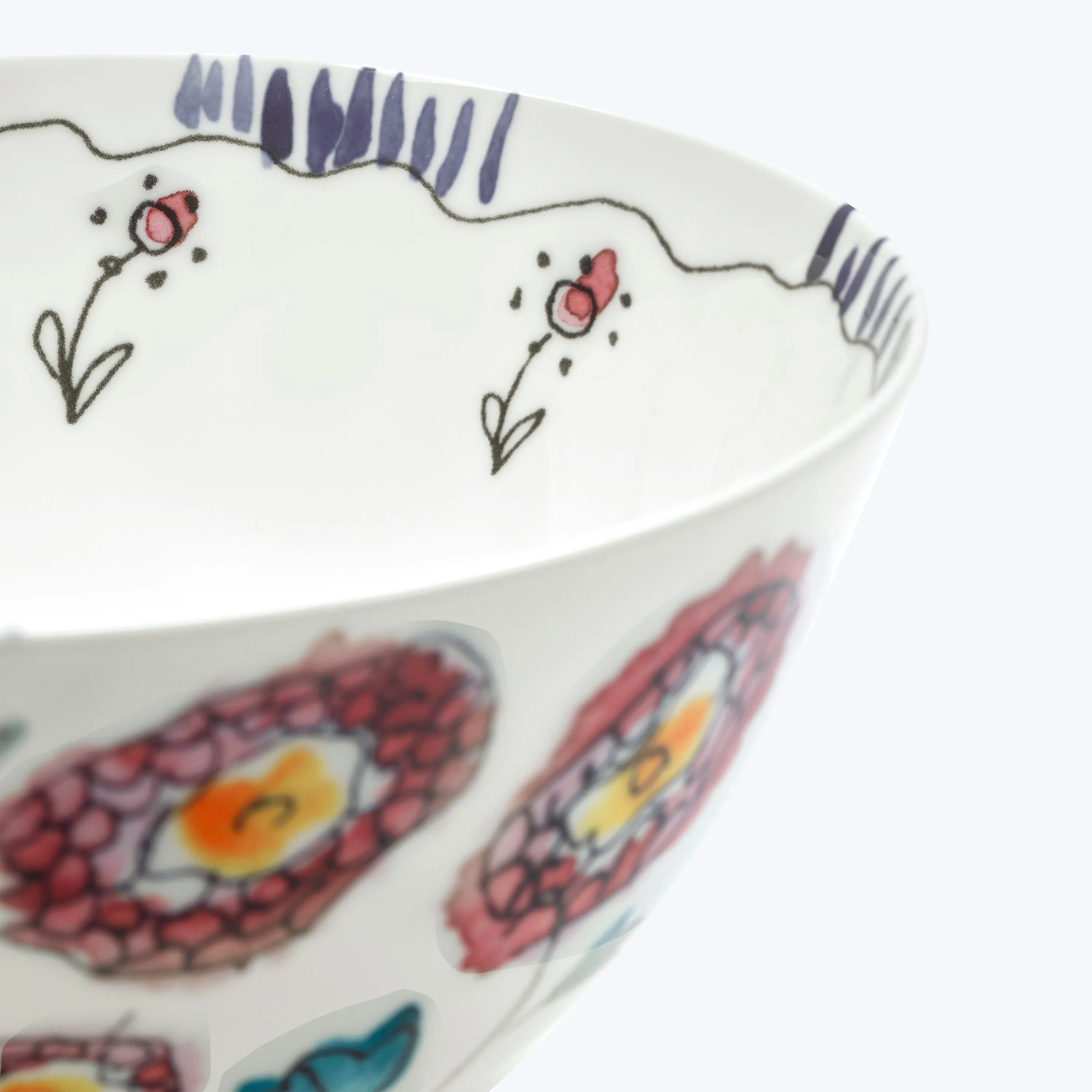 Midnight Flowers Large Serving Bowl