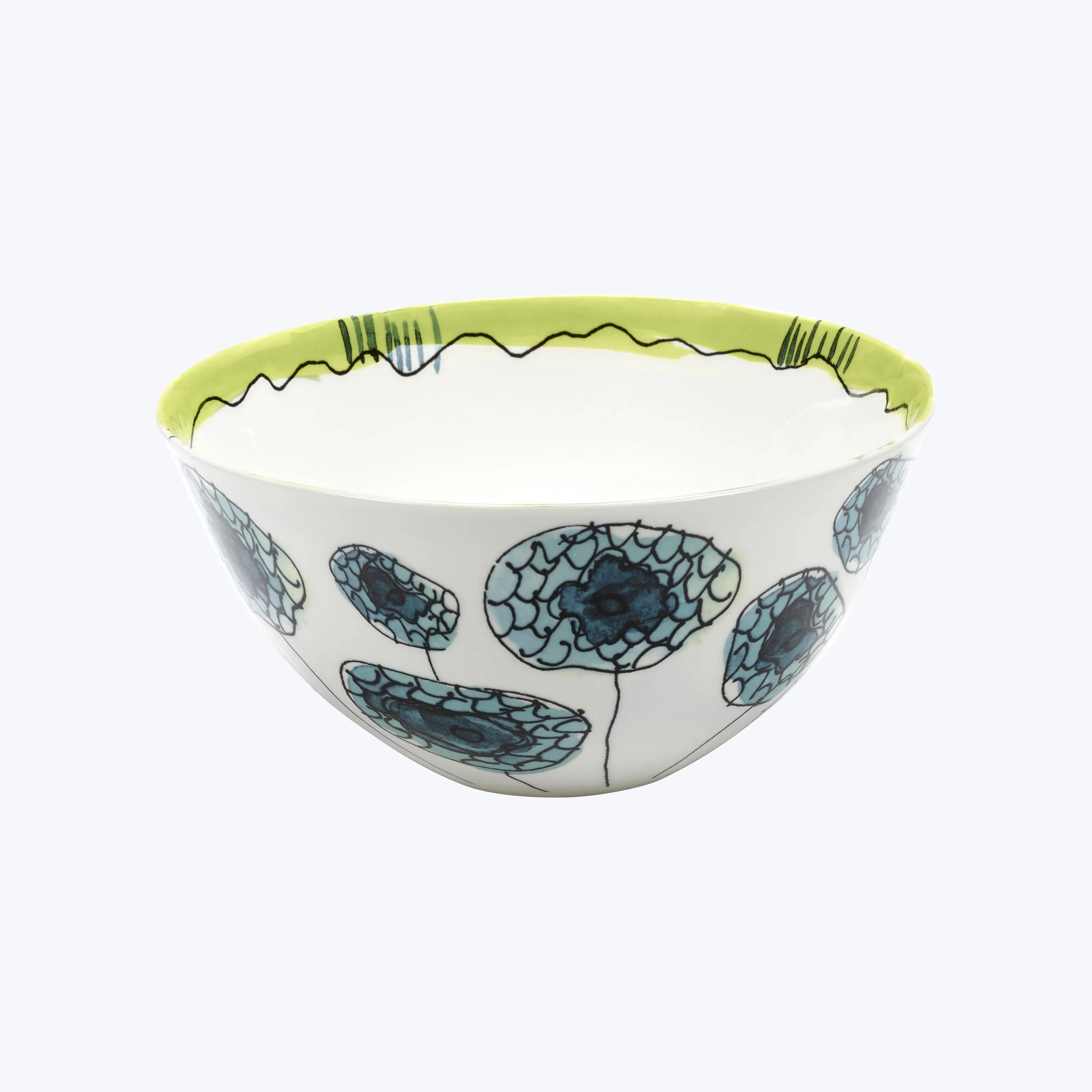 Midnight Flowers Large Serving Bowl