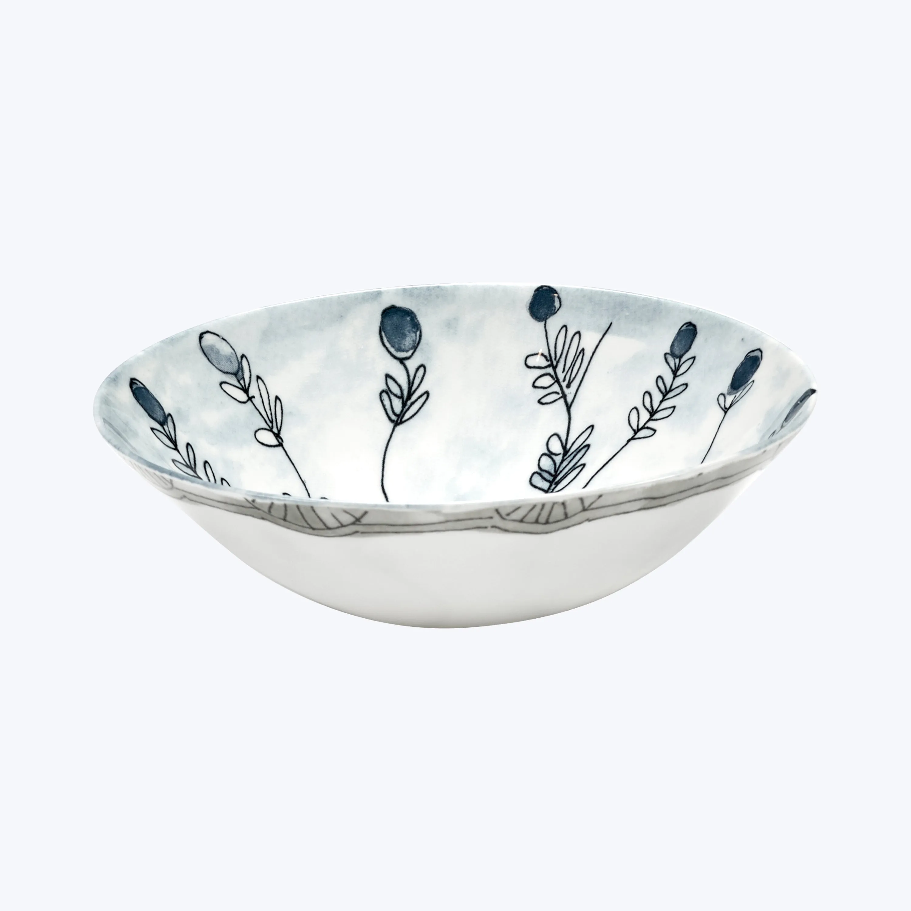 Midnight Flowers Low Soup Bowl