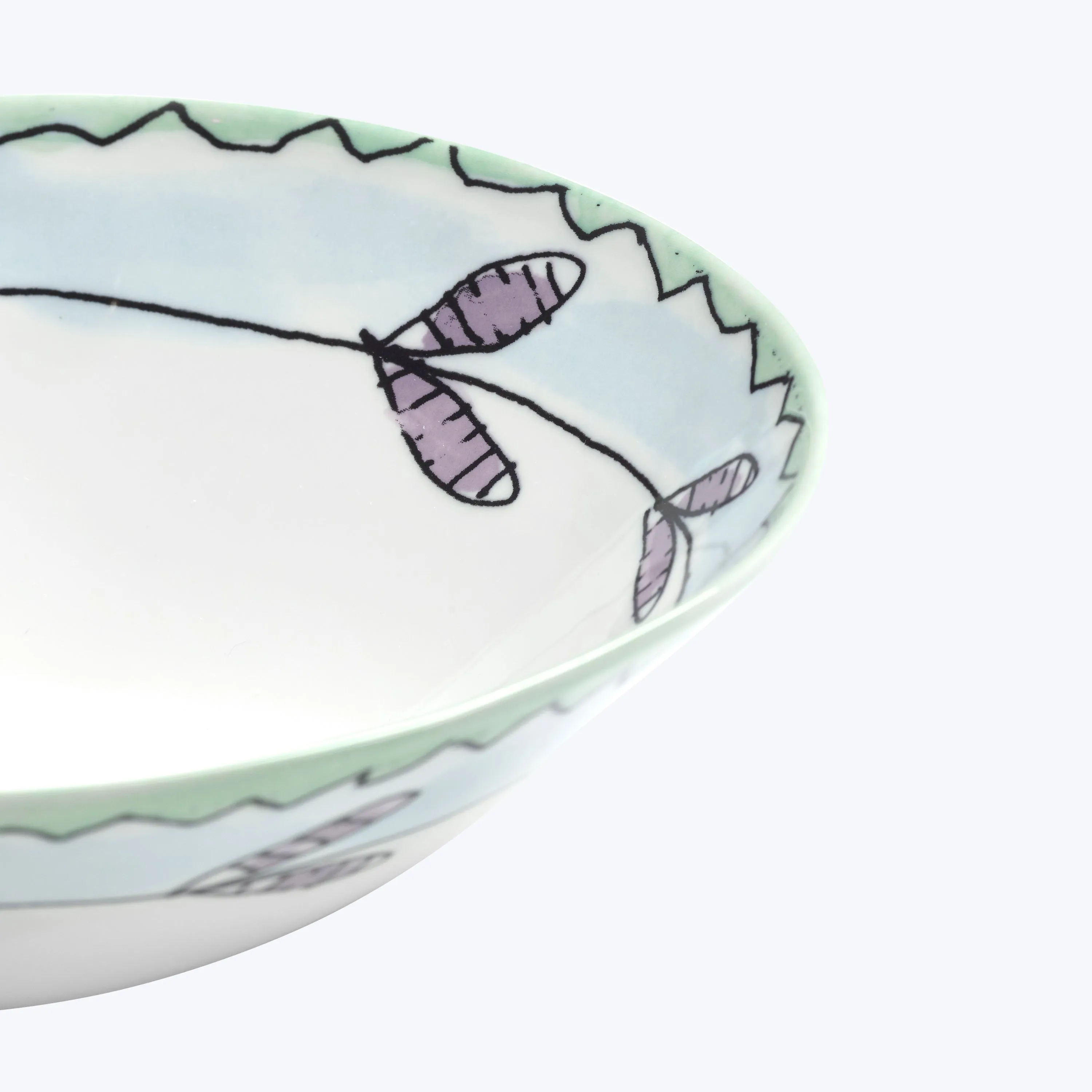 Midnight Flowers Low Soup Bowl