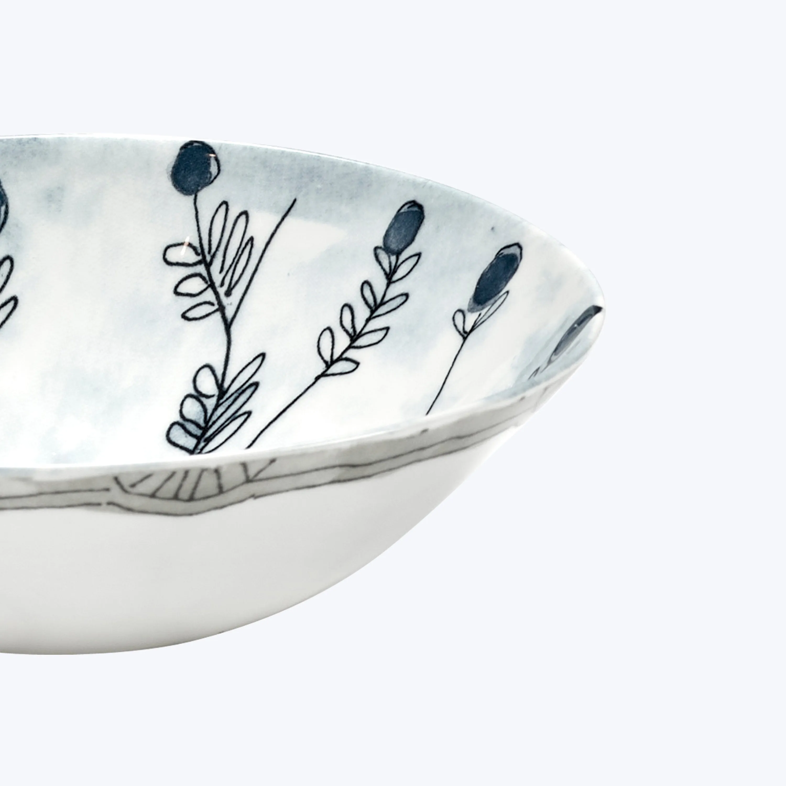 Midnight Flowers Low Soup Bowl