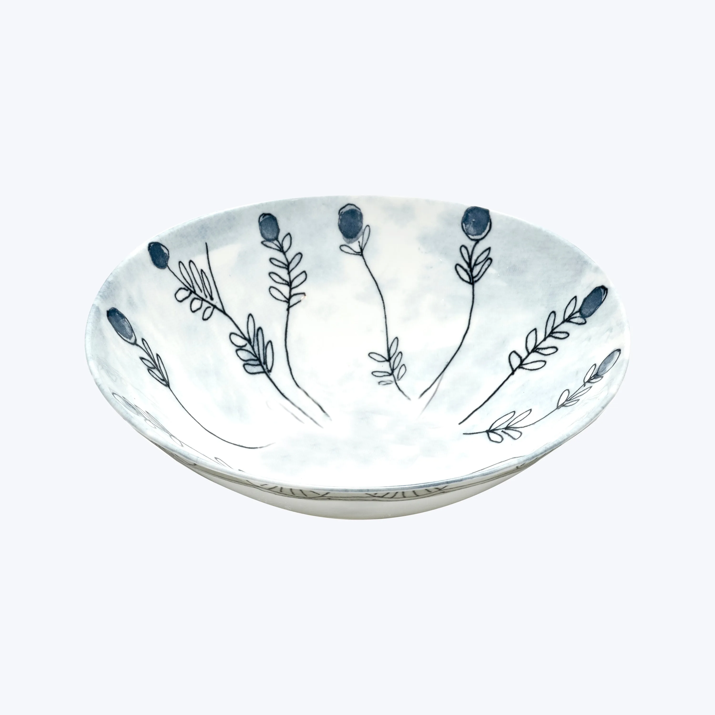 Midnight Flowers Low Soup Bowl