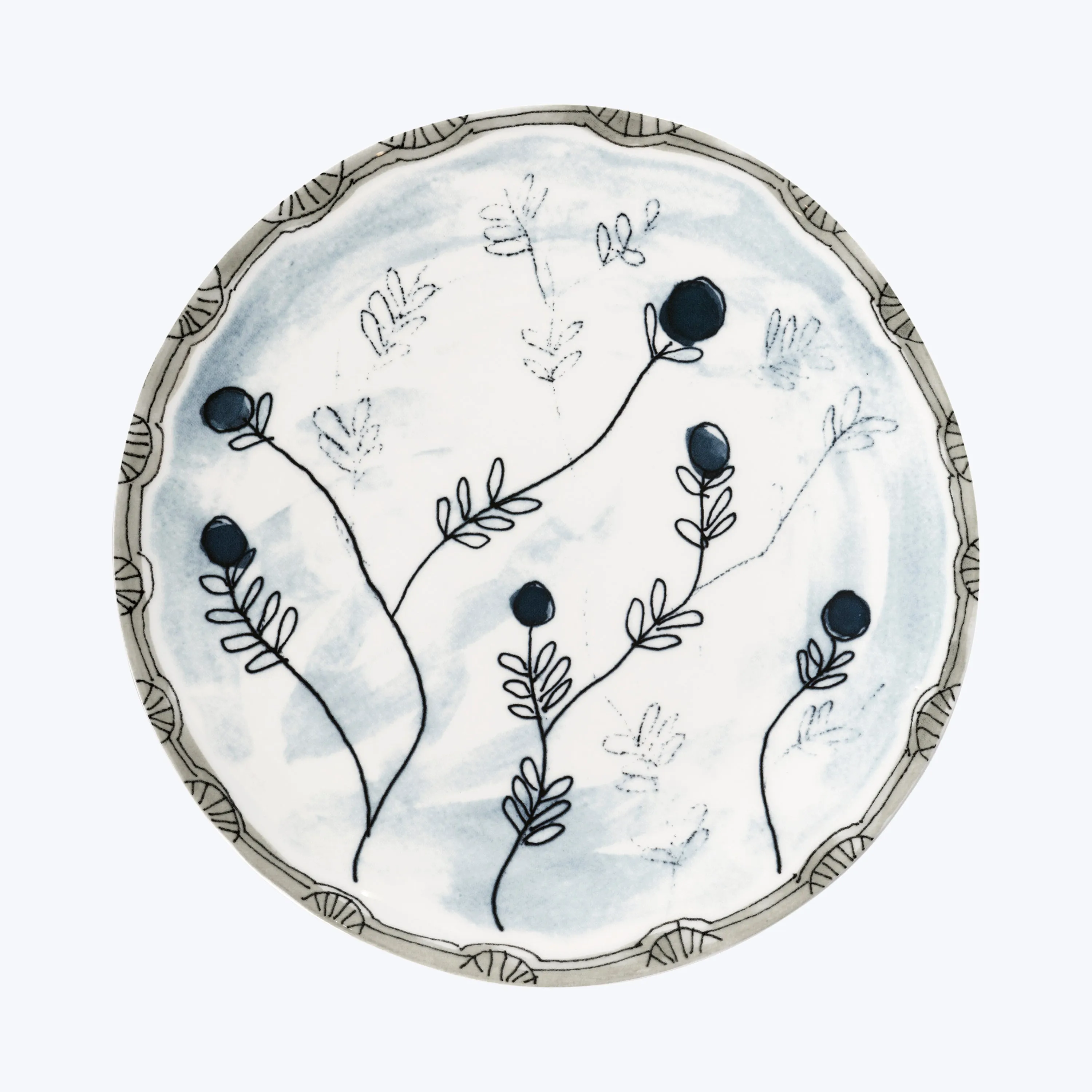 Midnight Flowers Salad Plate