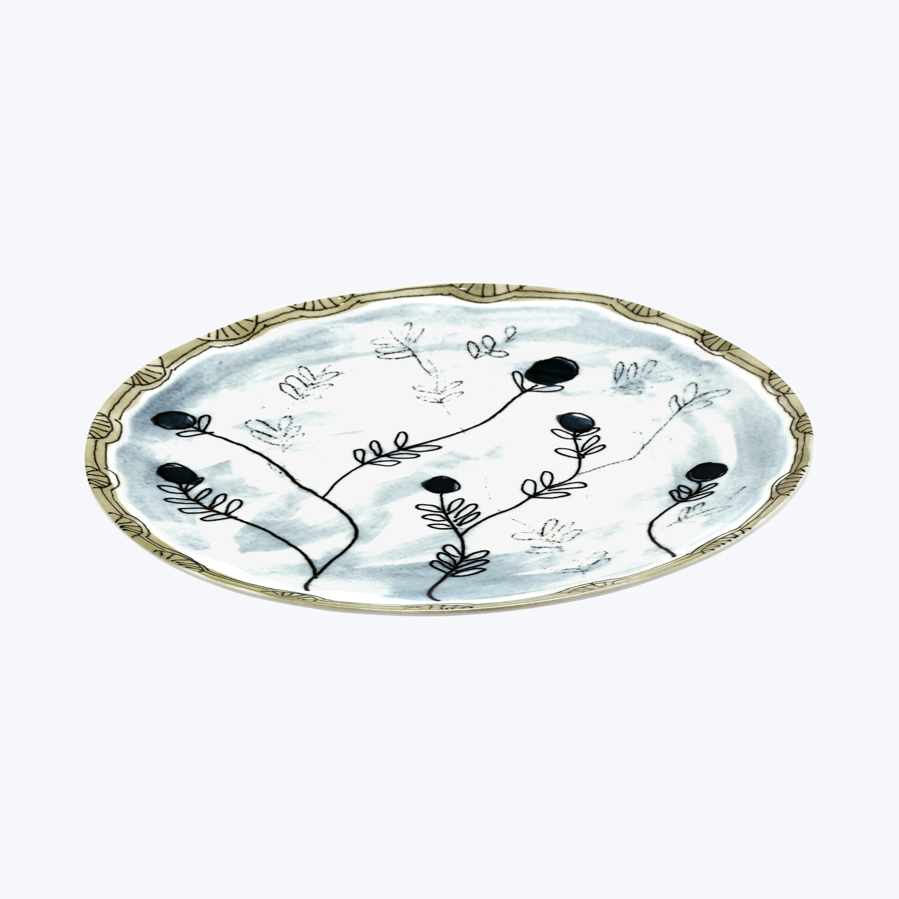 Midnight Flowers Salad Plate