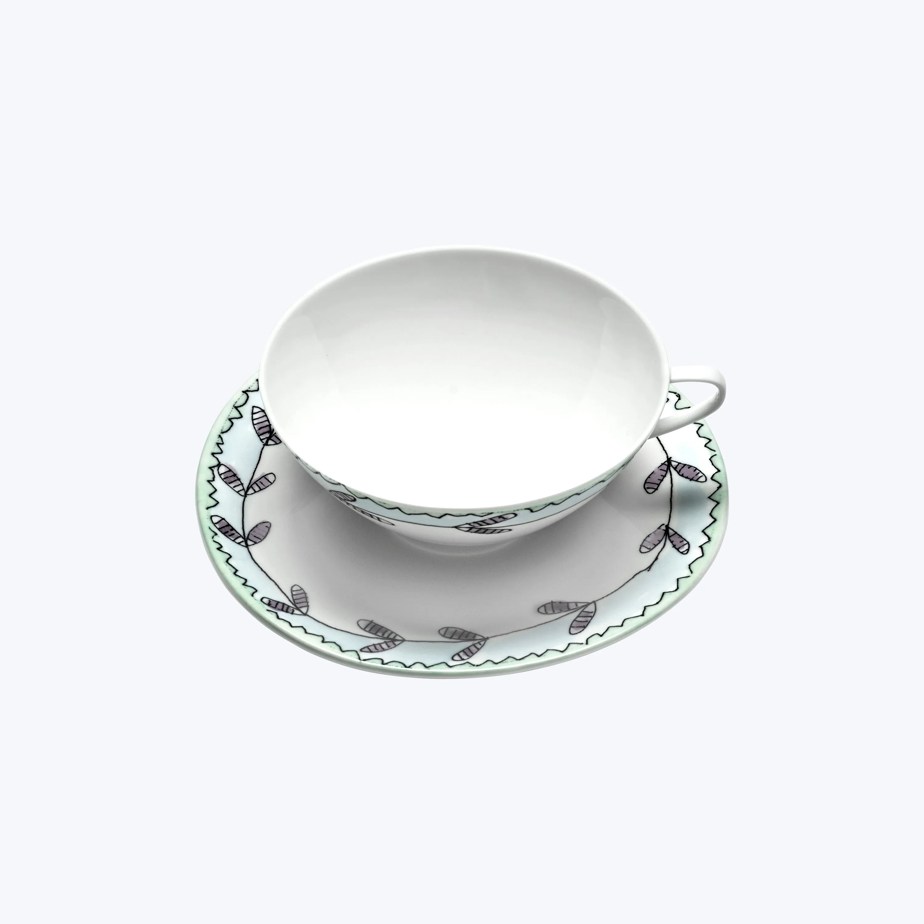 Midnight Flowers Tea Cup   Saucer