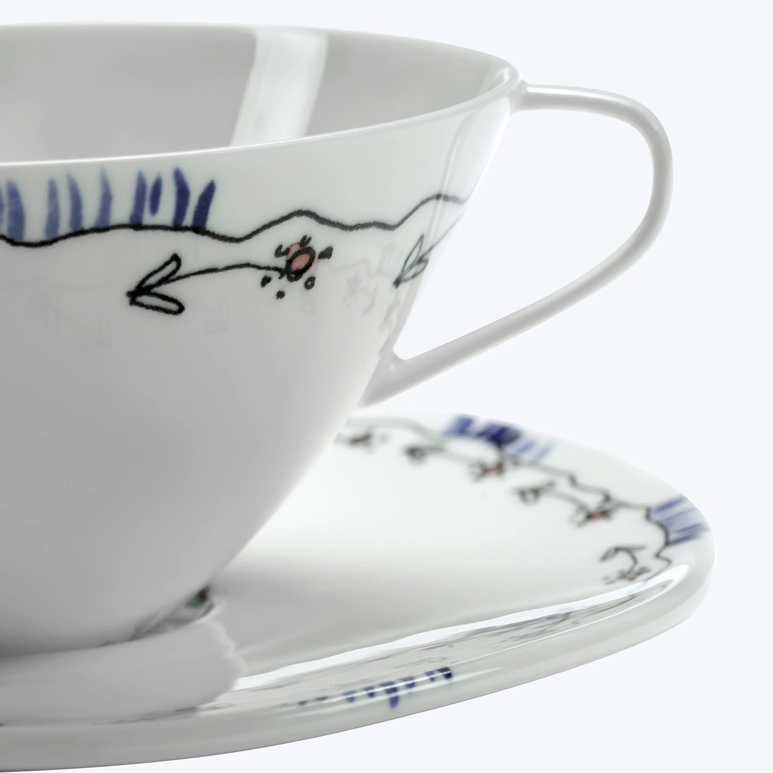 Midnight Flowers Tea Cup   Saucer