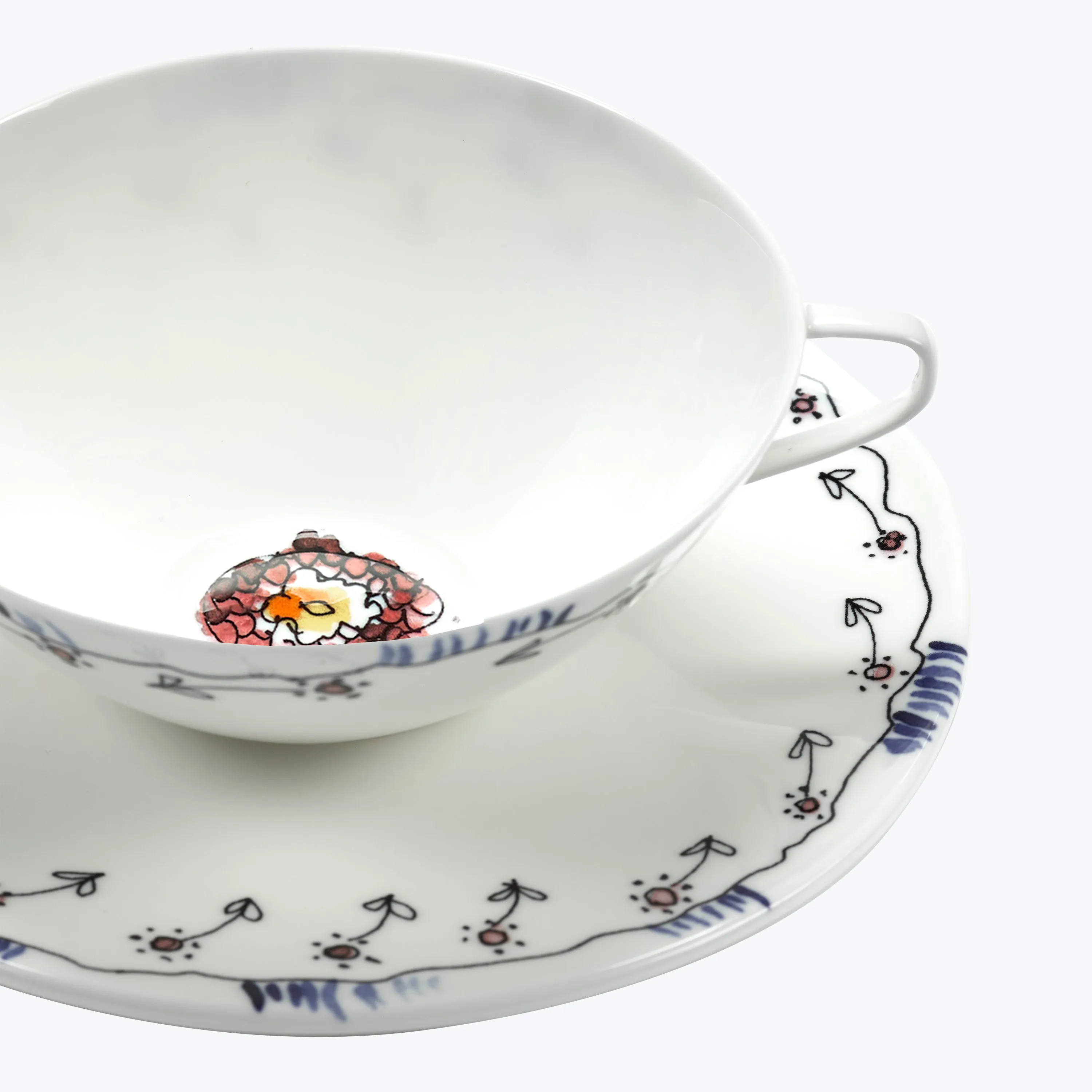Midnight Flowers Tea Cup   Saucer