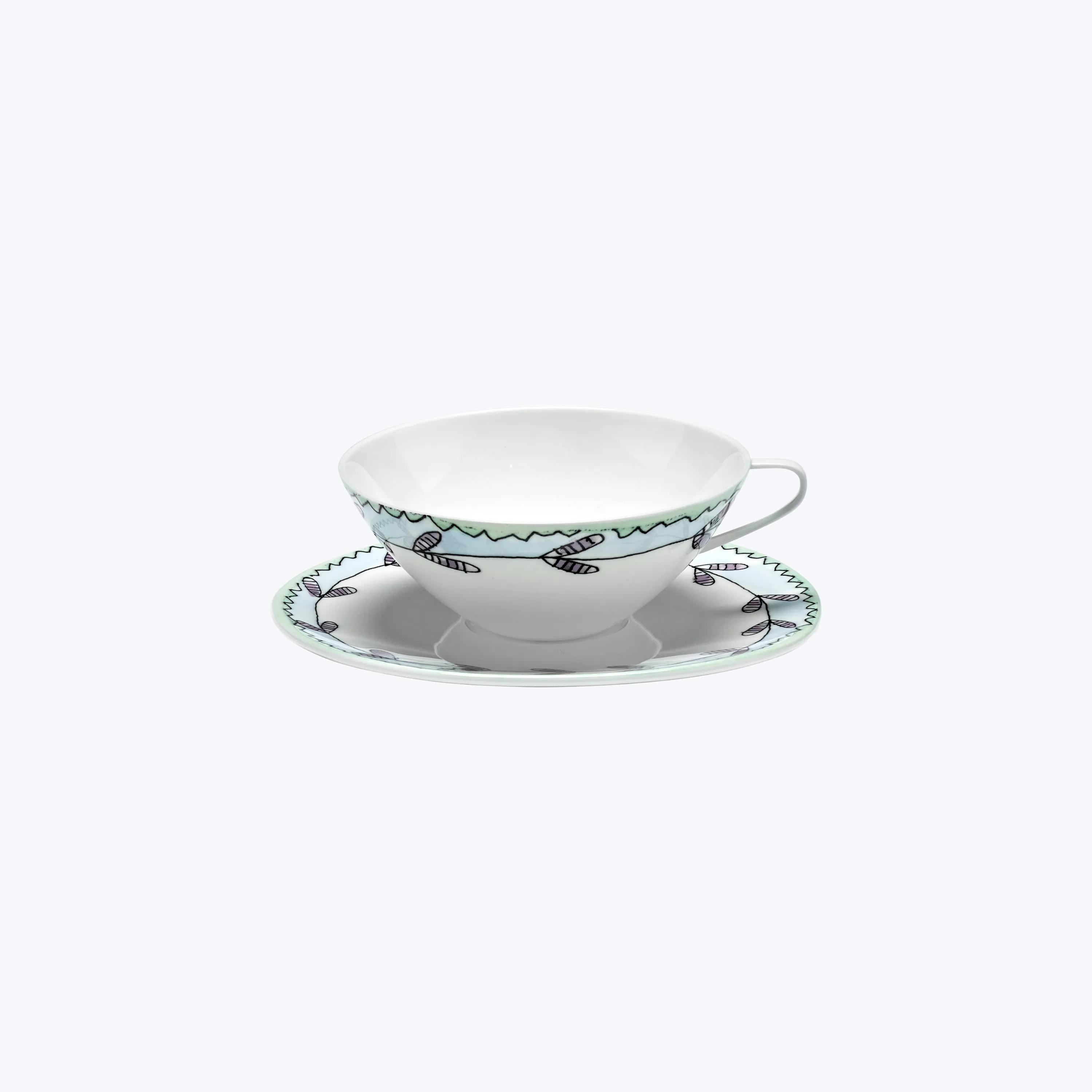 Midnight Flowers Tea Cup   Saucer