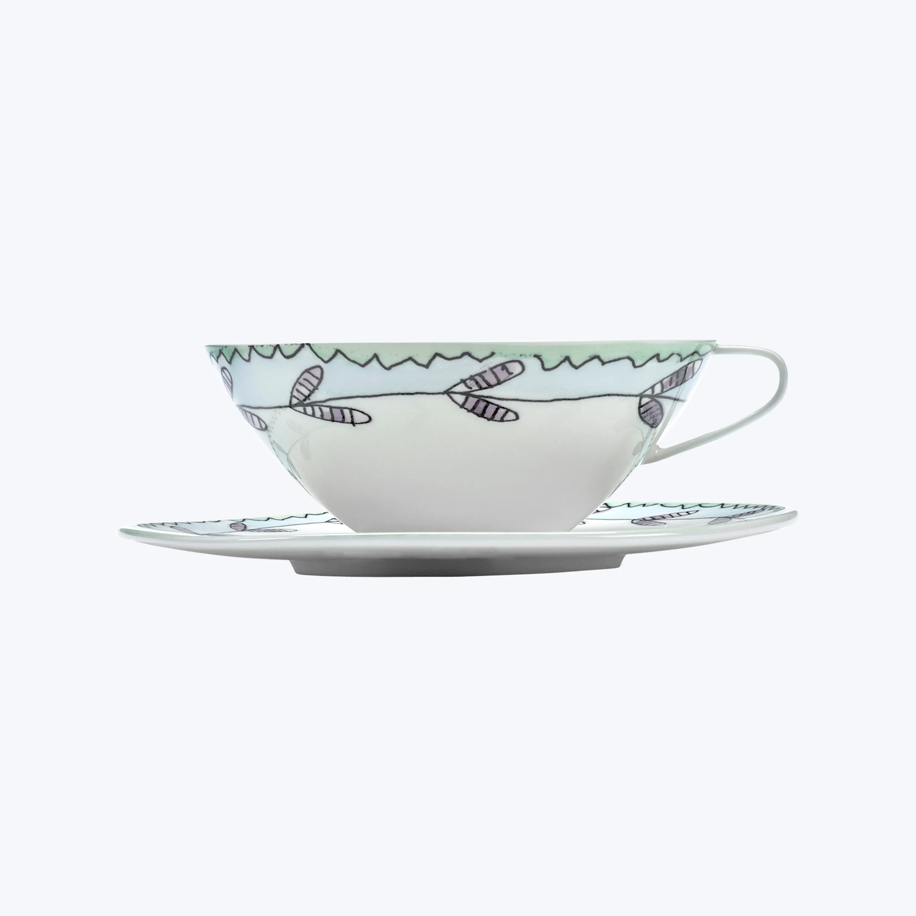 Midnight Flowers Tea Cup   Saucer