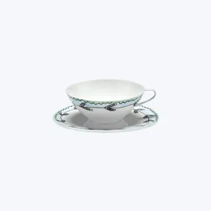 Midnight Flowers Tea Cup   Saucer