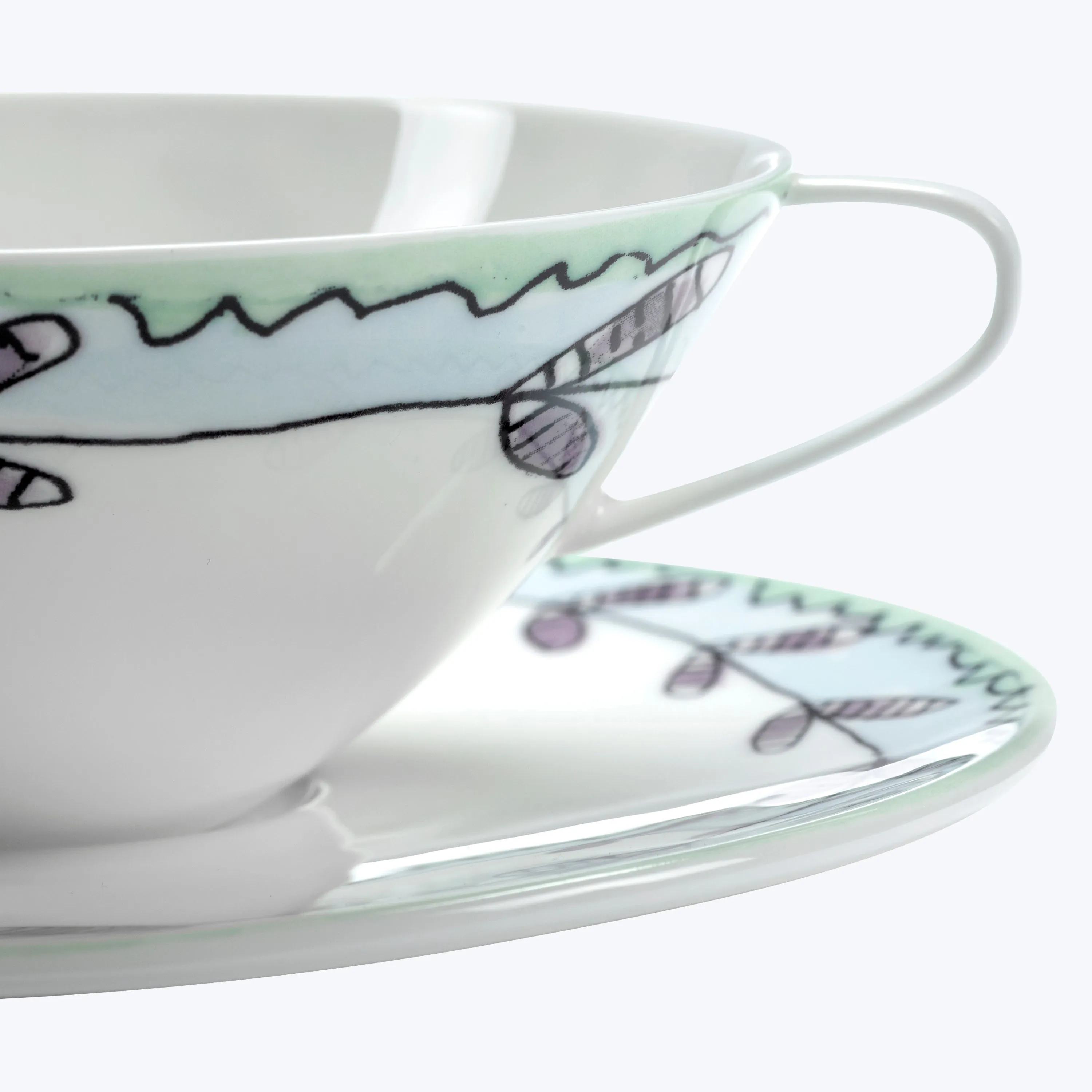 Midnight Flowers Tea Cup   Saucer
