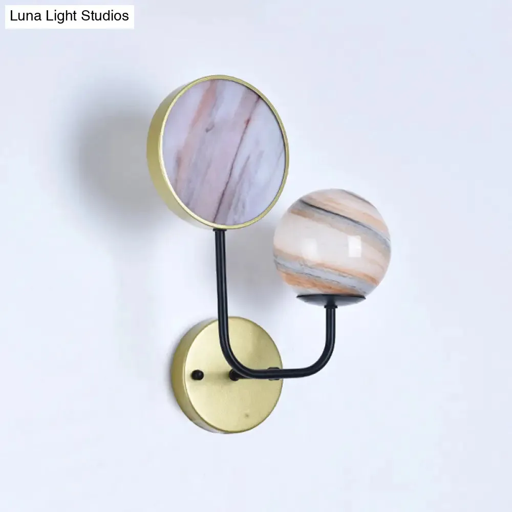 Modern Nordic Style Round Wall Light - Black/Gold Finish, LED Moon Glass Lamp