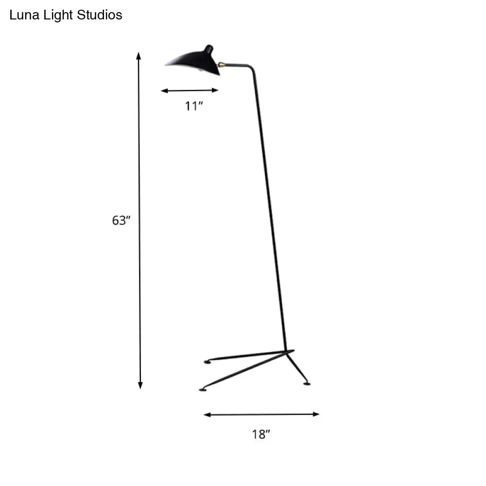 Modern Style 1/3-Light Floor Lamp with sleek Duckbill Metal Shade - Black Finish, Perfect for Living Room
