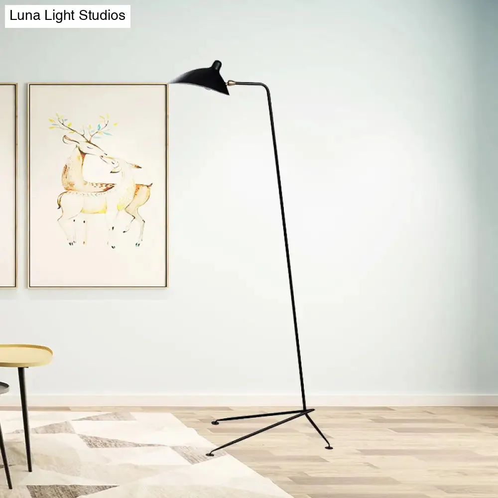 Modern Style 1/3-Light Floor Lamp with sleek Duckbill Metal Shade - Black Finish, Perfect for Living Room