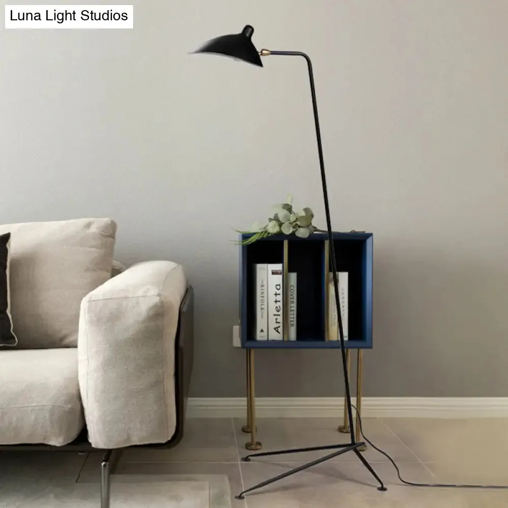 Modern Style 1/3-Light Floor Lamp with sleek Duckbill Metal Shade - Black Finish, Perfect for Living Room