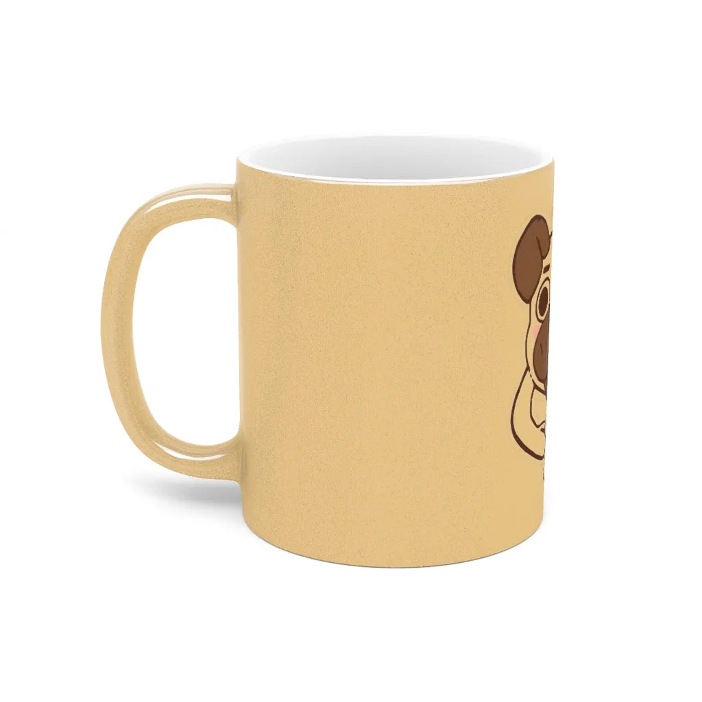 More Pug Coffee Please Metallic Mug (Silver / Gold)