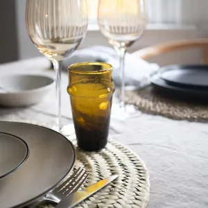Moroccan Glasses Bronze, Hand blown Recycled Glass tumbler 4.5"