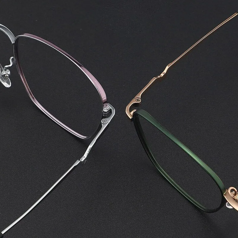 Muzz Women's Full Rim Square Polygonal Titanium Frame Eyeglasses 13
