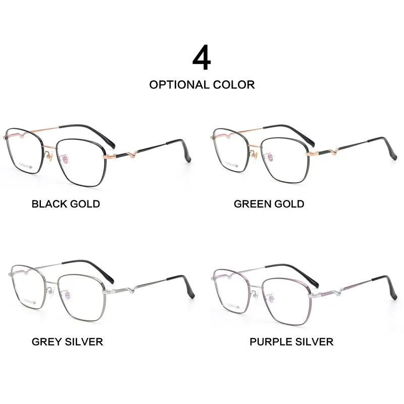 Muzz Women's Full Rim Square Polygonal Titanium Frame Eyeglasses 13