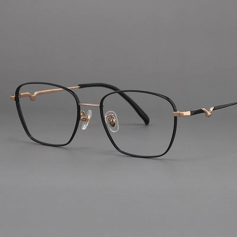 Muzz Women's Full Rim Square Polygonal Titanium Frame Eyeglasses 13