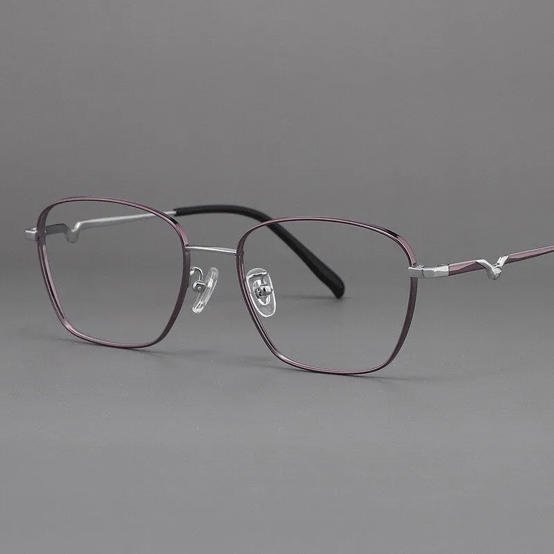 Muzz Women's Full Rim Square Polygonal Titanium Frame Eyeglasses 13