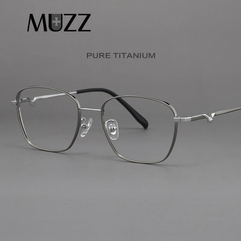 Muzz Women's Full Rim Square Polygonal Titanium Frame Eyeglasses 13
