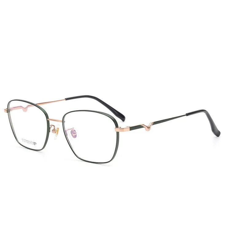 Muzz Women's Full Rim Square Polygonal Titanium Frame Eyeglasses 13
