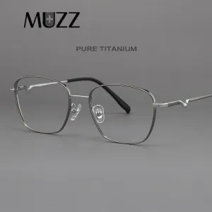 Muzz Women's Full Rim Square Polygonal Titanium Frame Eyeglasses 13
