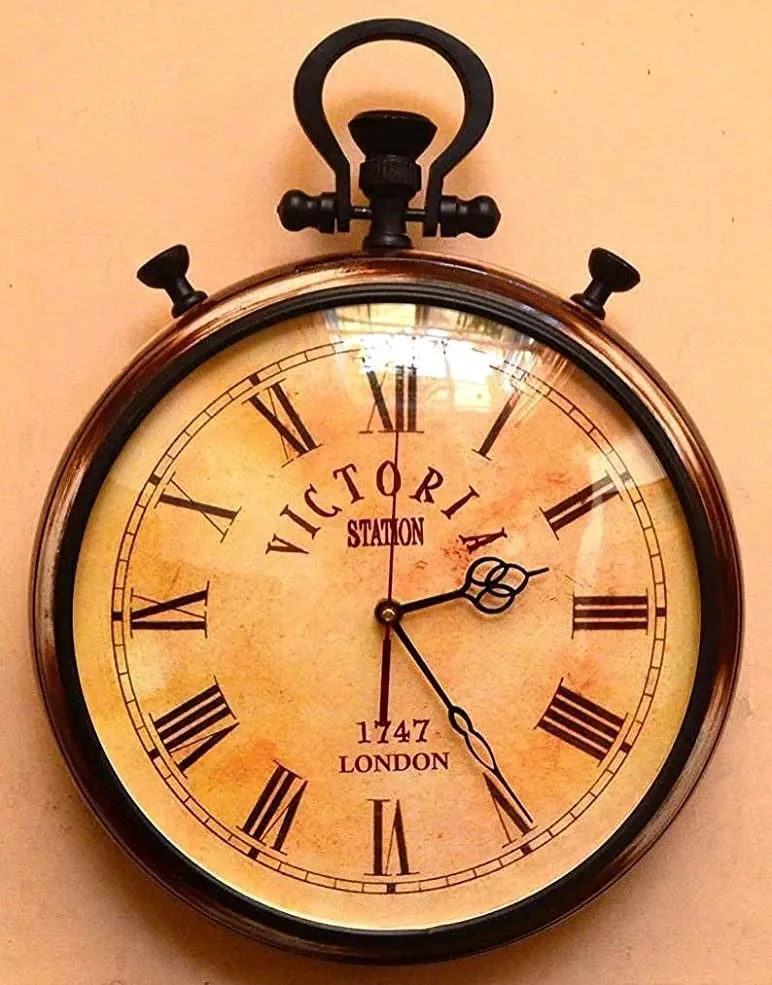 Nautical Gallery Art Wooden Wall Clock Antique Victoria Unique Style Art Decorative Clock For Home & Office 15 Inch (Brown) - Analog