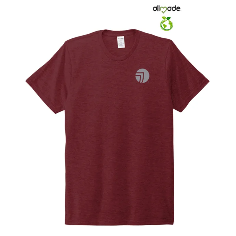 NEW SEI-Allmade Unisex Tri-Blend Tee-Fairly White-Vino Red