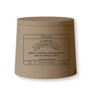 Nirvan Sherlock Scented Candle, Aromatic Fragrance of Herbaceous and Bergamot, 150gm of Soy Wax, Up to 32 Hours, Eco-Friendly Aesthetic Jar