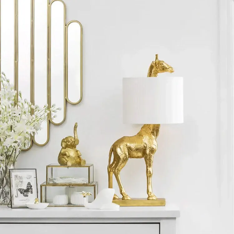 Nordic Creative Fabric Lampshade Giraffe Decorative 1-Light Table Lamp